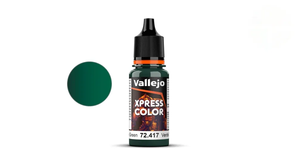 Kapací lahvička akrylové barvy Vallejo Xpress Color 72417 hadí zelená Snake Green 18 ml