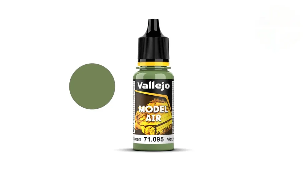 Lahvička akrylové barvy Vallejo Model Air 71095 světle zelená (Pale Green) 18 ml