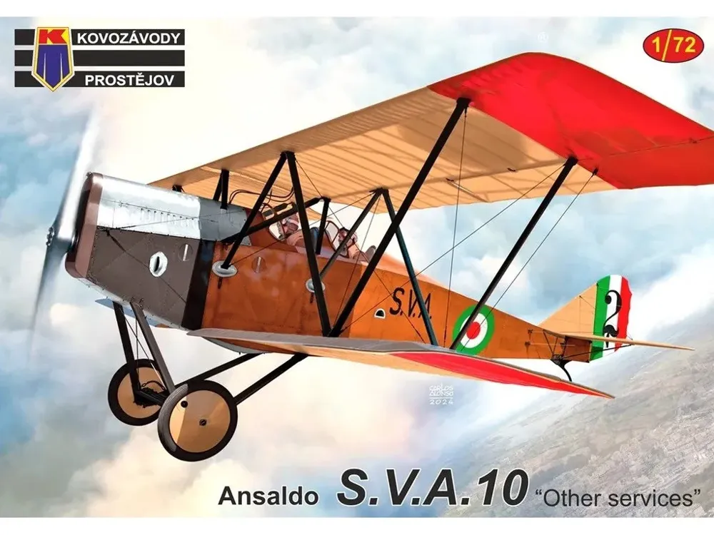 Krabice plastikové stavebnice Kovozávody Prostějov 1/72 Ansaldo S.V.A. 10 Other services