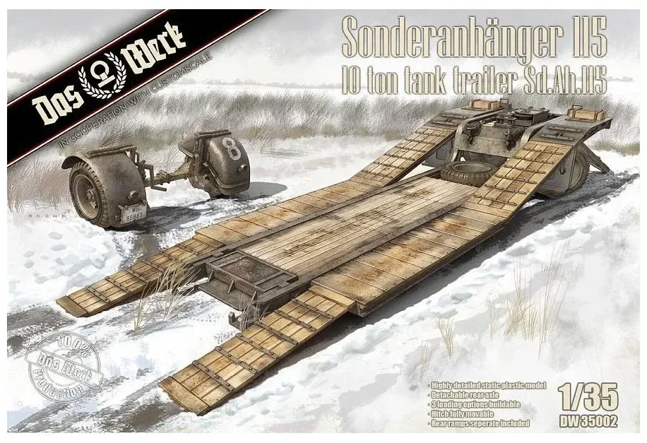 Krabice stavebnice Das Werk DW35002 německý tankový přívěs Sd.Anh. 115 v měřítku 1/35