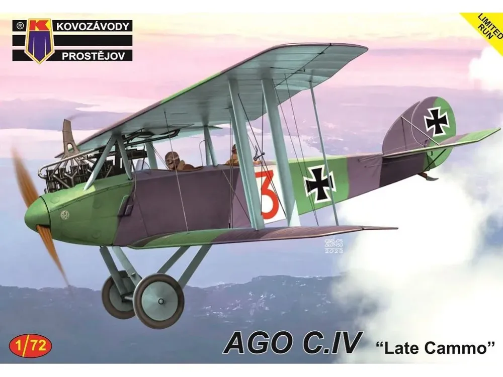 Krabice stavebnice Kovozávody Prostějov KPM0395 AGO C.IV Late Cammo v měřítku 1/72