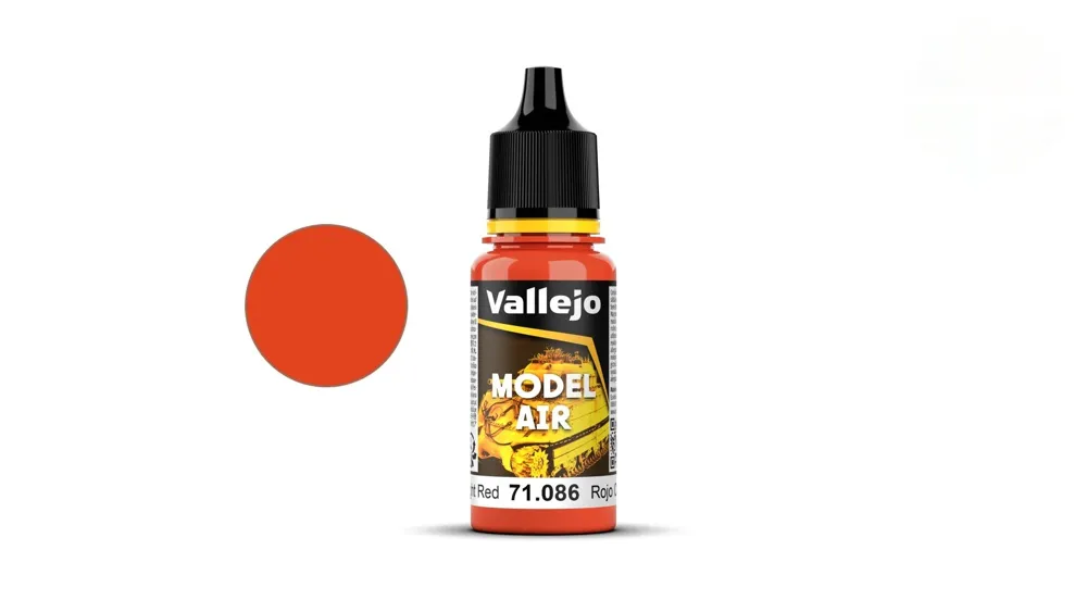 Lahvička akrylové barvy Vallejo Model Air 71086 světle červená 18 ml