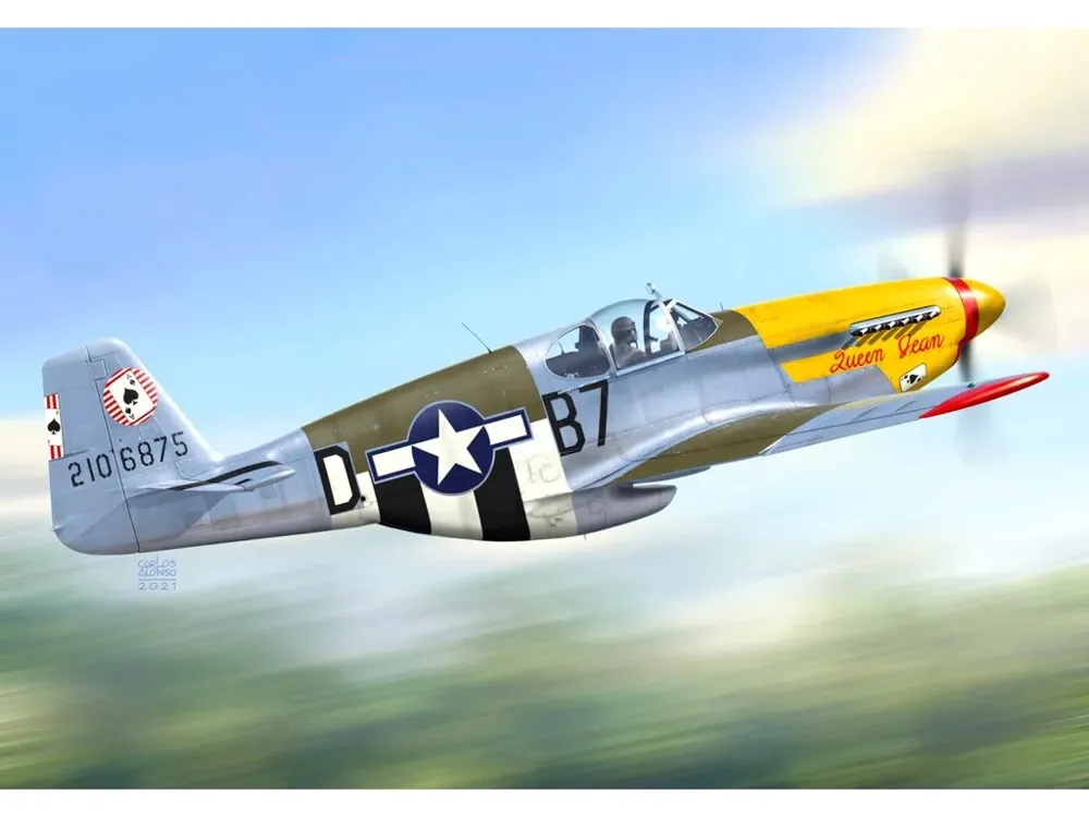 Krabice plastikové stavebnice Kovozávody Prostějov KPM0247 P-51B Mustang Malcolm v měřítku 1/72