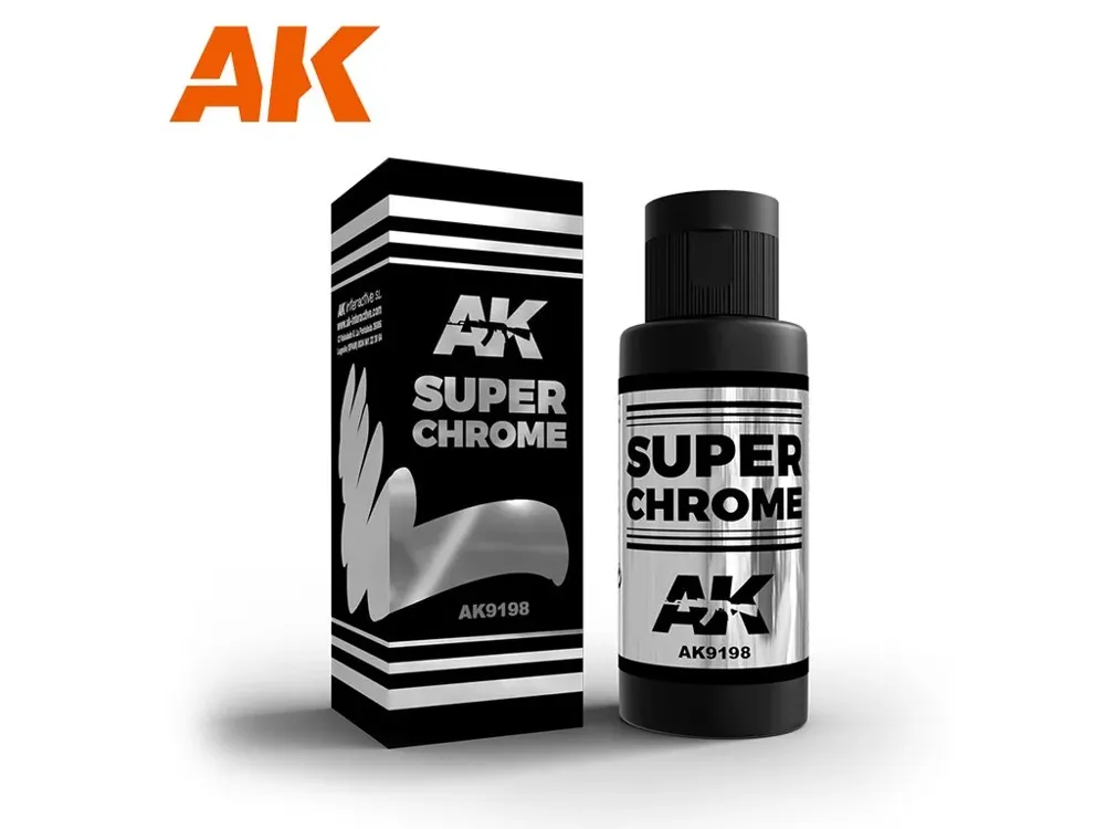 Lahvička metalické barvy AK Interactive Super Chrome AK9198 chrom, 60 ml