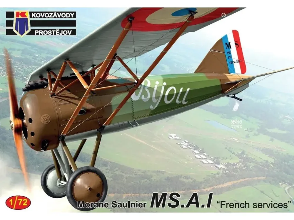 Krabice plastikové stavebnice Kovozávody Prostějov KPM0454 Morane-Saulnier MS.A.I 1/72