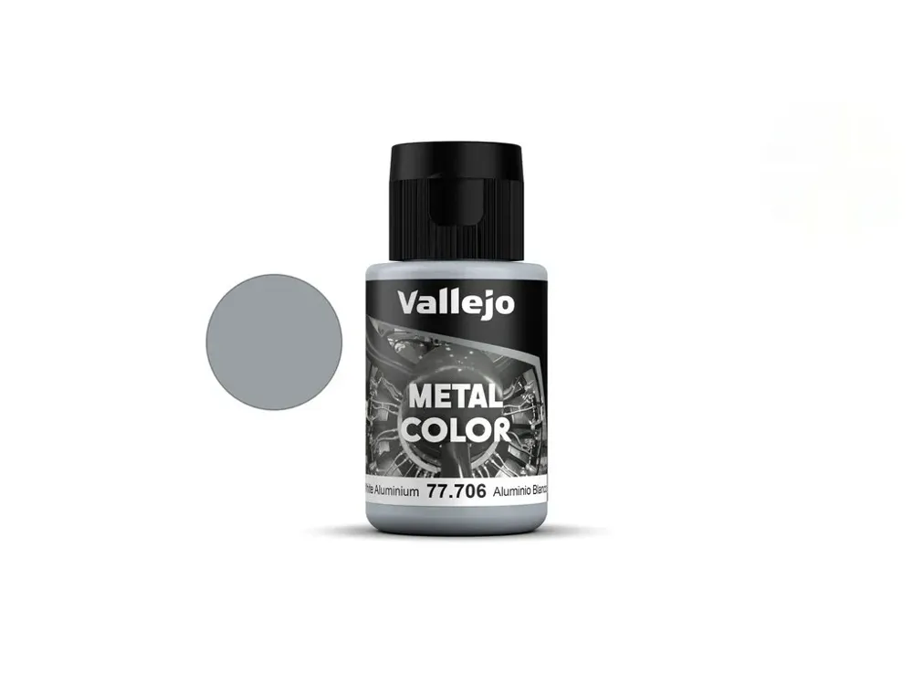 Lahvička metalické barvy Vallejo Metal Color 77706 bílý hliník 32 ml