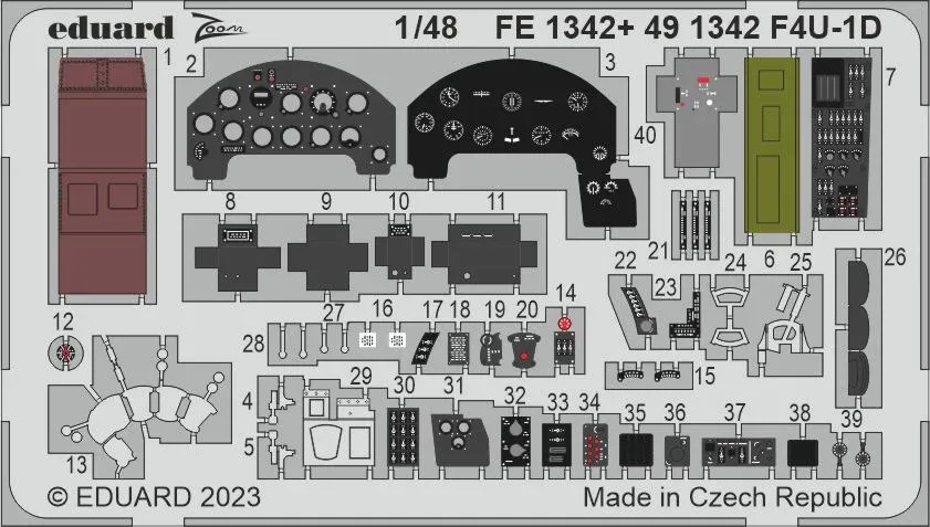 Barevný fotolept Eduard FE1342 F4U-1D 1/48 Zoom pro stavebnici Hobby Boss