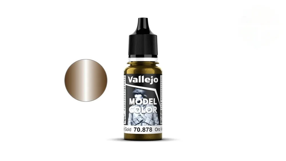 Lahvička akrylové barvy Vallejo Model Color 70878 staré zlato metalická, 18 ml