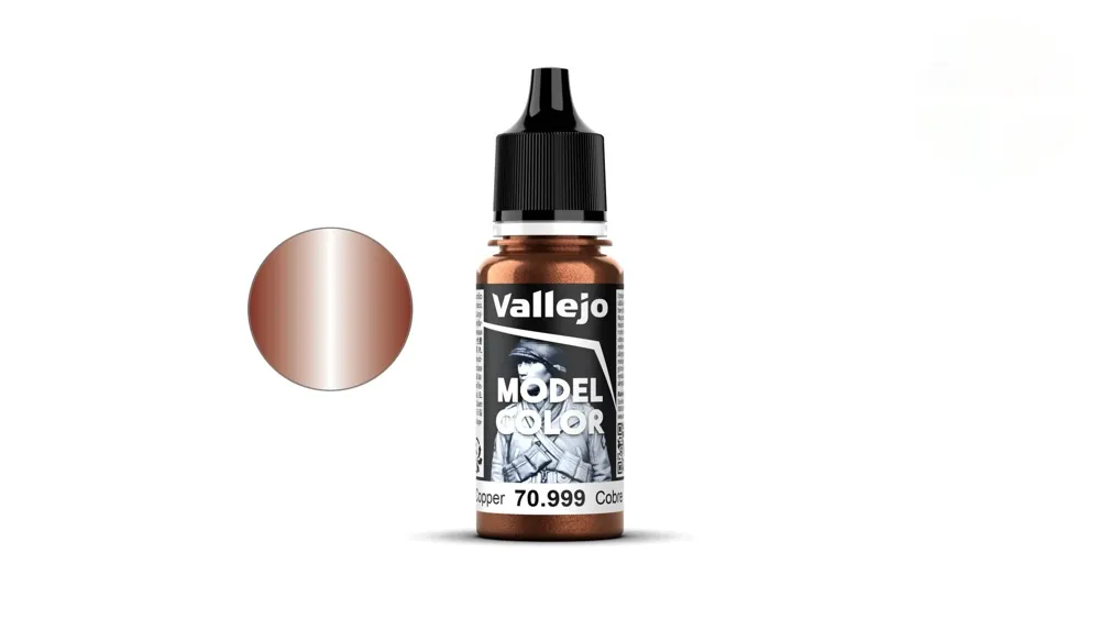 Lahvička akrylové barvy Vallejo Model Color 70999 měděná metalická (Copper Metallic) 18 ml
