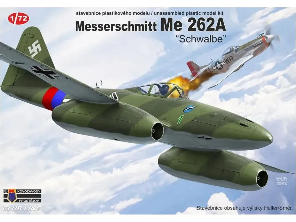 Stavebnice Kovozávody Prostějov CLK0016 Messerschmitt Me 262A Schwalbe v měřítku 1/72