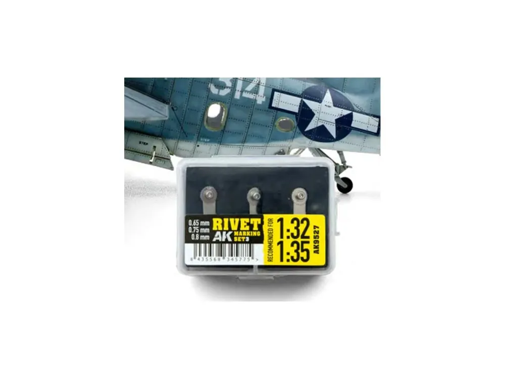 Sada tří nýtovacích koleček AK Interactive AK9527 Rivet Marking Set 3 pro měřítka 1:32 a 1:35