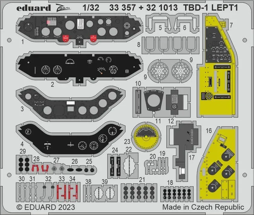 Fotolepty Eduard 321013 TBD-1 1/32 – leptaná kovová deska pro stavebnici Trumpeter