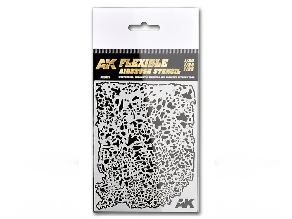 Flexibilní airbrush šablona AK Interactive AK9079 pro měřítka 1/20, 1/24 a 1/35