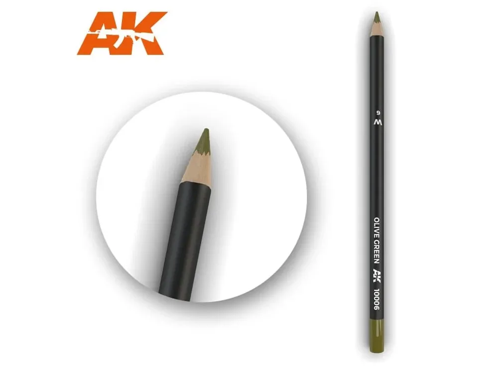 Patinovací tužka AK Interactive AK10006 Olive Green Weathering Pencil, délka 17 cm
