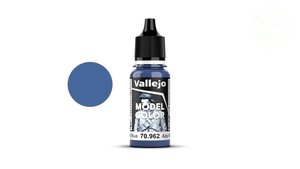 Lahvička akrylové barvy Vallejo Model Color 70962 modrá matná Flat Blue, 18 ml