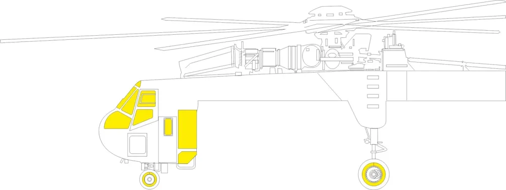 Maskovací sada Eduard JX307 CH-54A 1/35 pro stavebnici ICM, předřezané šablony