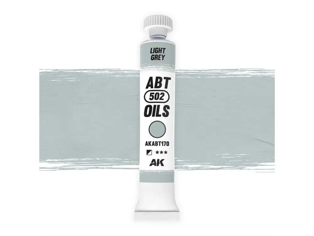 Lahvička olejové barvy AK Interactive Oil Paints AKABT170 světle šedá, 20 ml