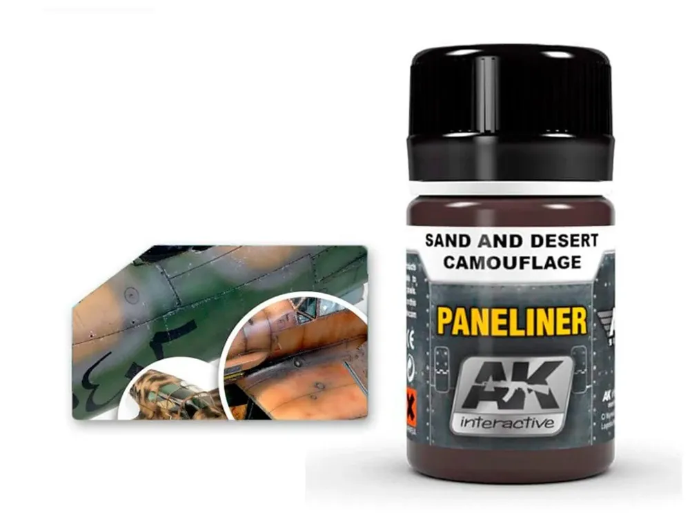 Lahvička AK Interactive AK2073 Enamel Air Paneliner pro pískové a pouštní kamufláže, 35 ml