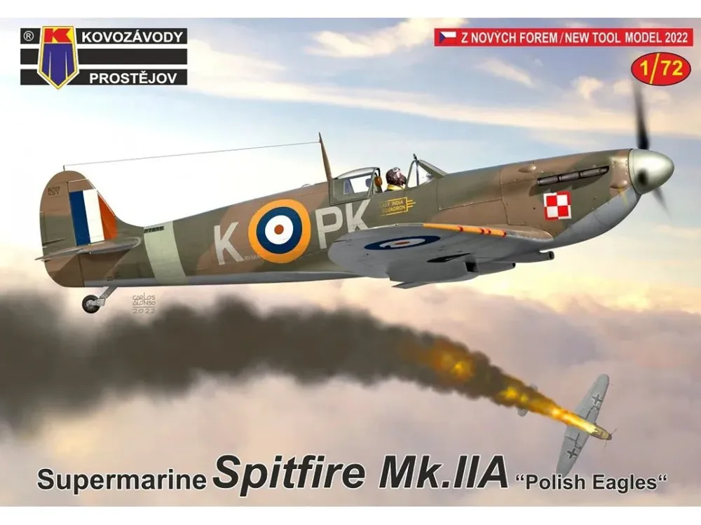Krabice stavebnice Kovozávody Prostějov 1/72 Spitfire Mk.IIa Polish Eagles