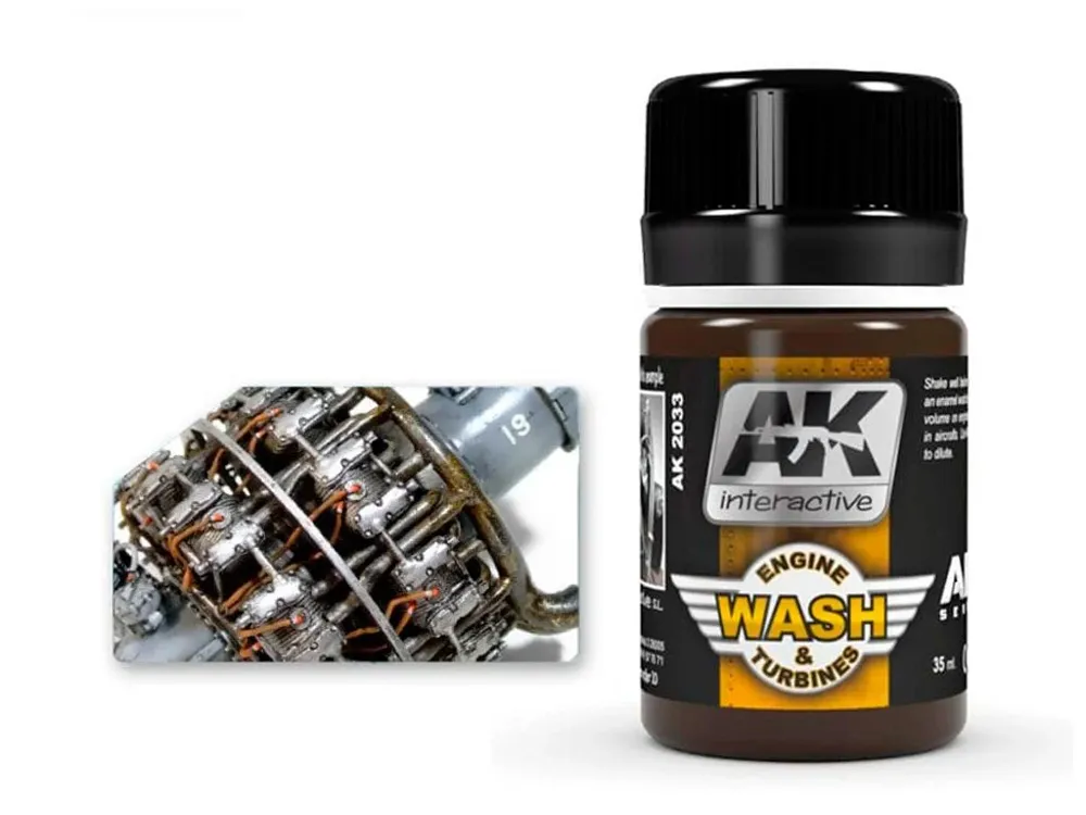 Lahvička enamelového washe AK Interactive AK2033 na letecké motory, 35 ml