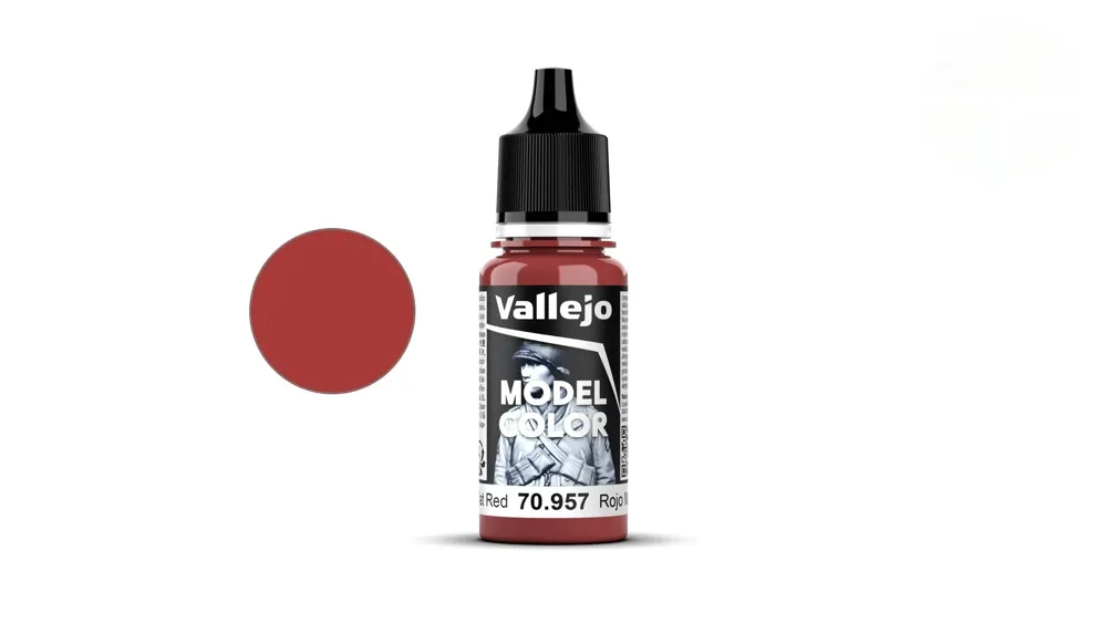 Lahvička akrylové barvy Vallejo Model Color 70957 červená matná (Flat Red) 18 ml