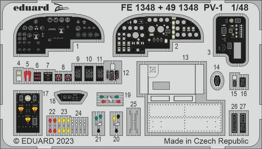 Barevný fotoleptaný set Eduard FE1348 Zoom pro PV-1 v měřítku 1/48