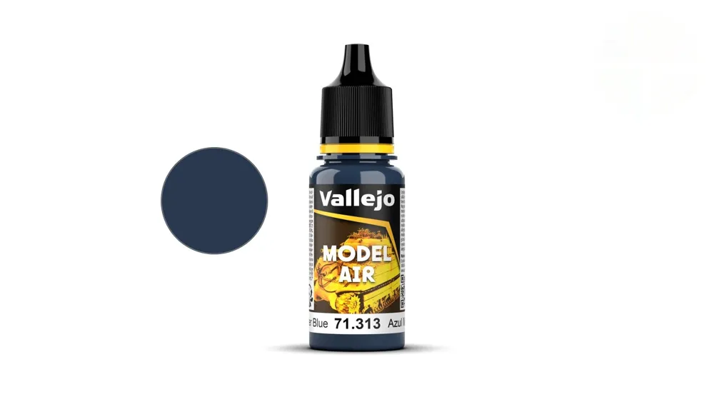 Kapátková lahvička akrylové barvy Vallejo Model Air 71313 tmavá středomořská modrá 18 ml