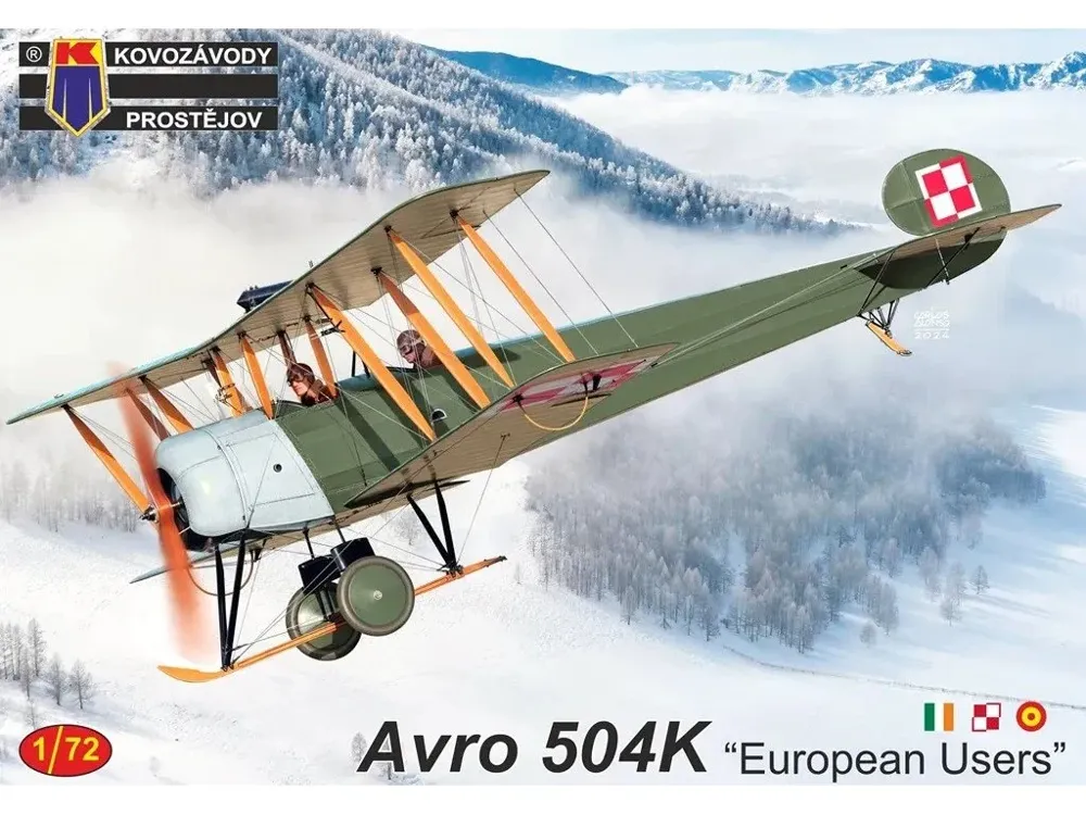 Krabice stavebnice Kovozávody Prostějov KPM0465 Avro 504K European Users v měřítku 1/72