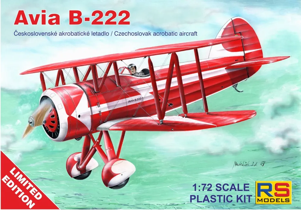 Plastiková stavebnice RS Models 1/72 Avia B-222 s obtisky pro Československo
