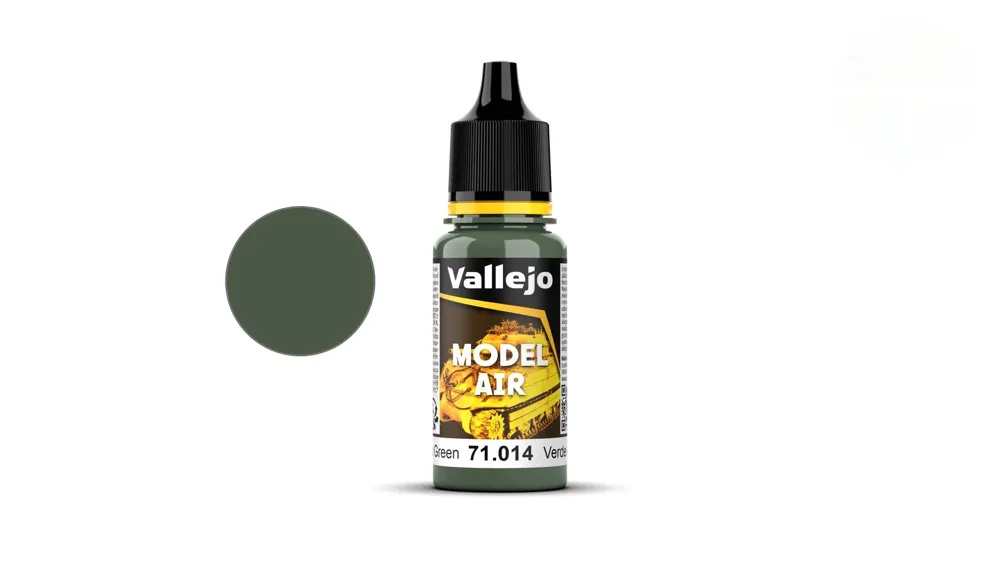 Kapací lahvička akrylové barvy Vallejo Model Air 71014 Gunship Green 18 ml