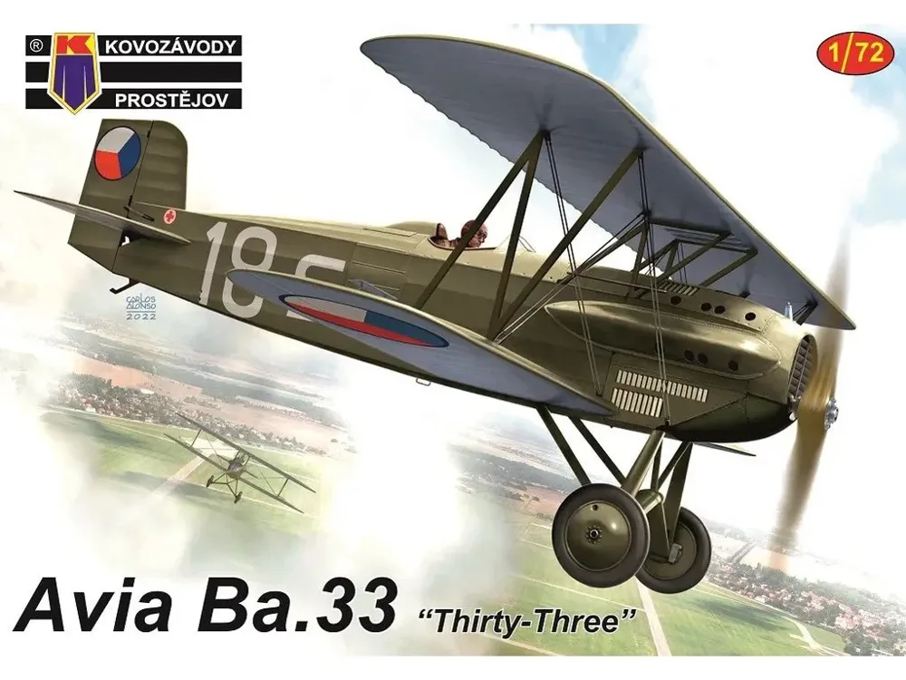Krabice plastikové stavebnice Kovozávody Prostějov 1/72 Avia Ba.33 Thirty-Three