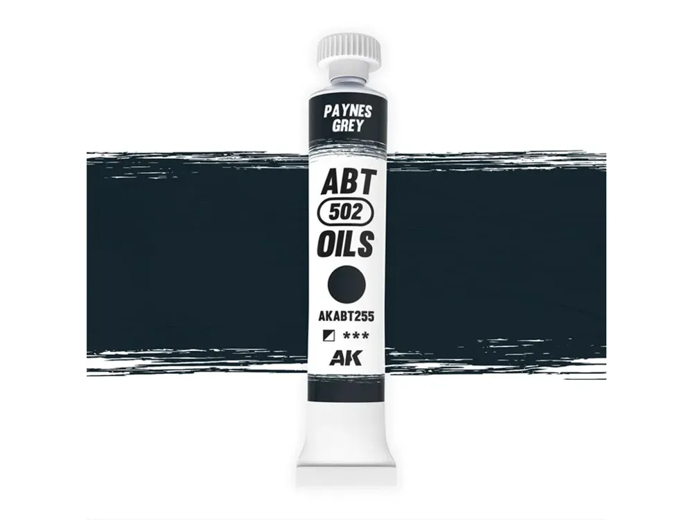 Balení olejové barvy AK Interactive Oil Paints AKABT255 Payneova šedá, řada ABT502, 20 ml