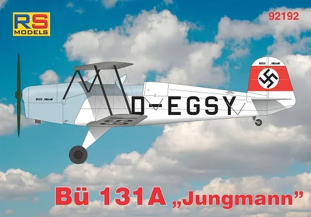 Krabice plastikové stavebnice RS Models 92192 Bücker Bü 131 A v měřítku 1/72