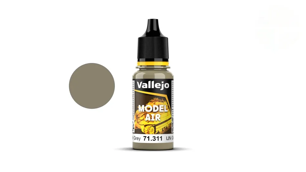 Lahvička akrylové barvy Vallejo Model Air 71311 popelavě šedá IJN Ash Grey 18 ml