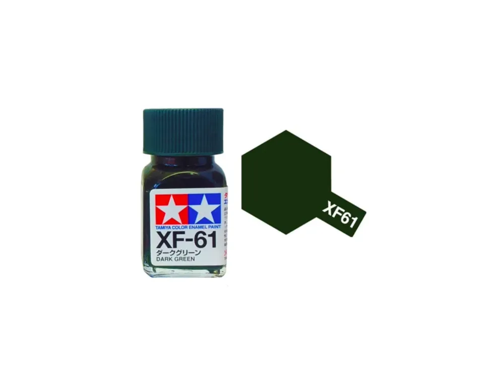 Skleněná lahvička emailové barvy Tamiya Enamel XF-61 Dark Green, 10 ml