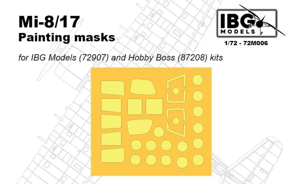 Lakovací masky IBG Models 72M006 pro vrtulník Mi-8/17 v měřítku 1/72