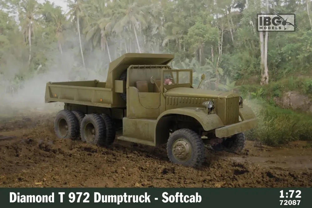 Plastiková stavebnice IBG Models 72087 Diamond T972 sklápěč Softcab v měřítku 1/72