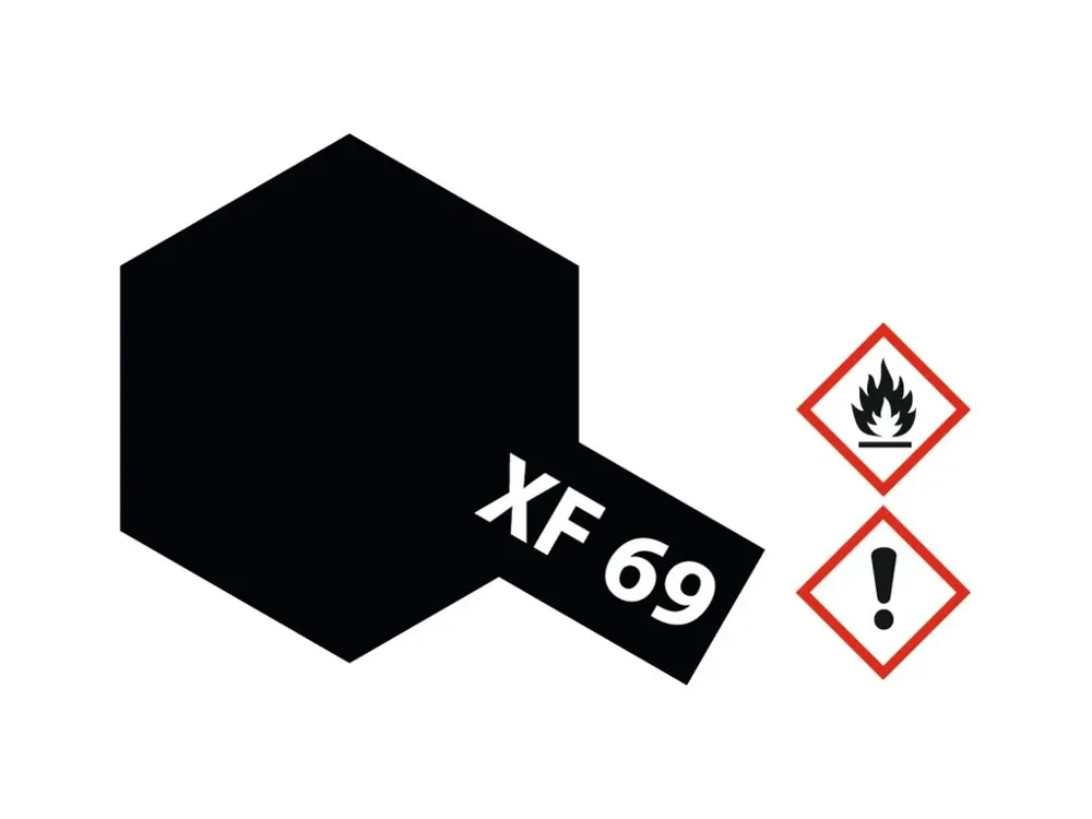 Skleněná lahvička akrylové barvy Tamiya Acrylic Mini XF-69 NATO Black 10 ml