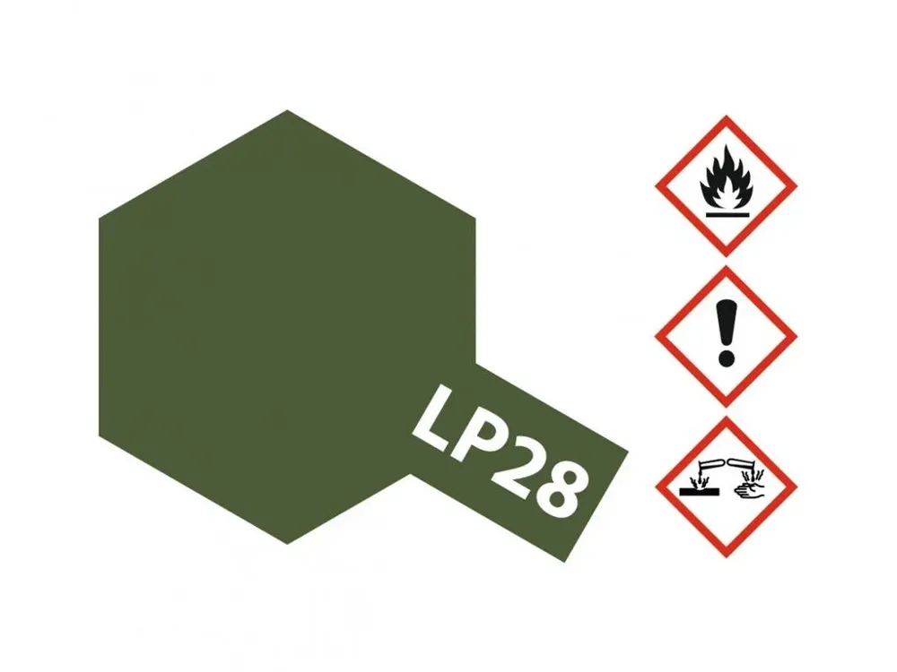 Skleněná lahvička lakové barvy Tamiya LP-28 82128 olivová khaki 10 ml