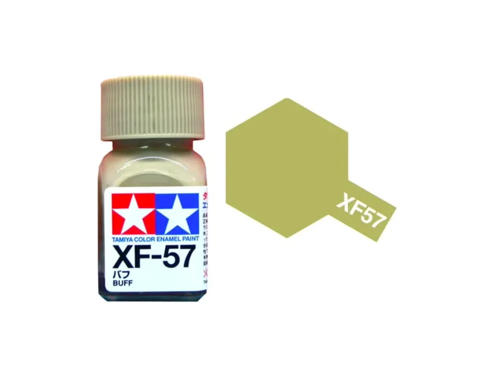 Skleněná lahvička emailové barvy Tamiya Enamel 80357 XF-57 Buff matná 10 ml