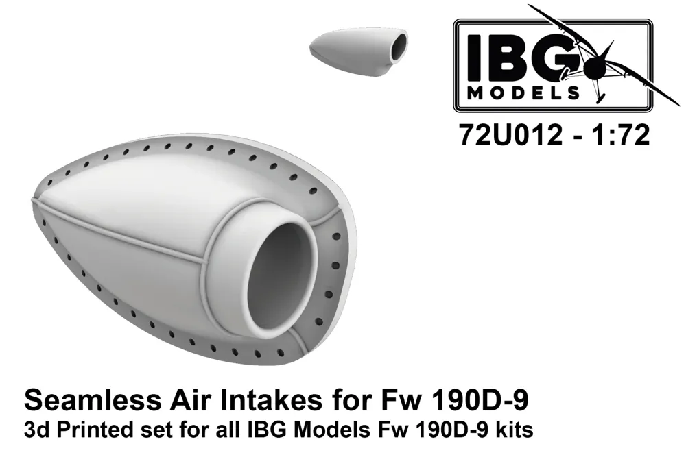 3D tištěné bezespárové vstupy vzduchu IBG Models 72U012 pro Fw 190D-9 v měřítku 1/72