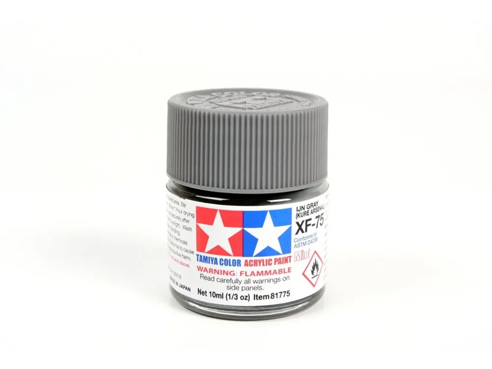 Skleněná lahvička akrylové barvy Tamiya Acrylic Mini XF-75 IJN Gray Kure Arsenal 10 ml