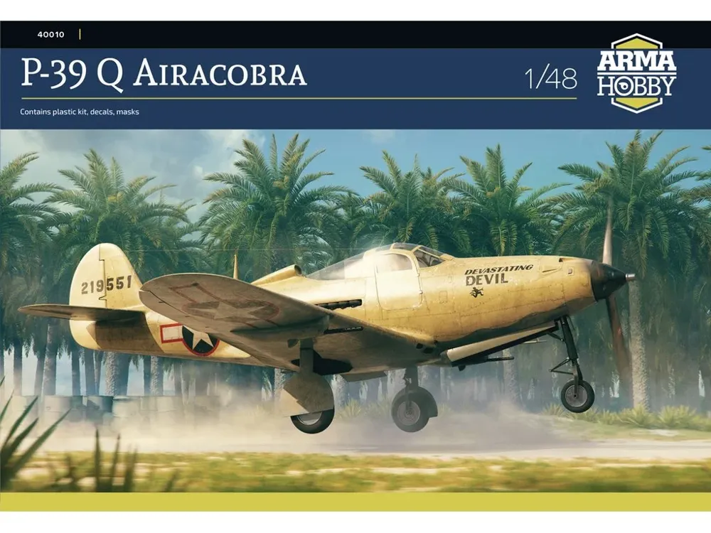 Krabice plastikové stavebnice Arma Hobby 40010 P-39Q Airacobra v měřítku 1/48