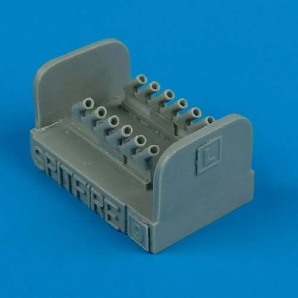 Resinové výfuky Quickboost QB72165 pro Spitfire Mk. IX 1/72, kulatý typ, stavebnice Hasegawa