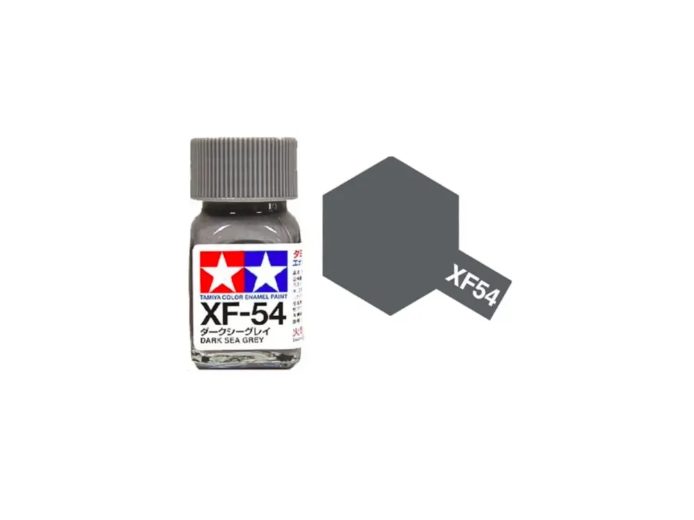 Skleněná lahvička emailové barvy Tamiya Enamel 80354 XF-54 Dark Sea Grey, 10 ml