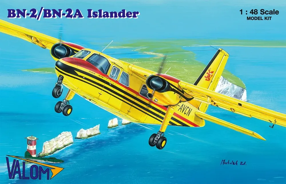 Krabice plastikové stavebnice Valom 48008 Britten-Norman BN-2/BN-2A Islander v měřítku 1/48