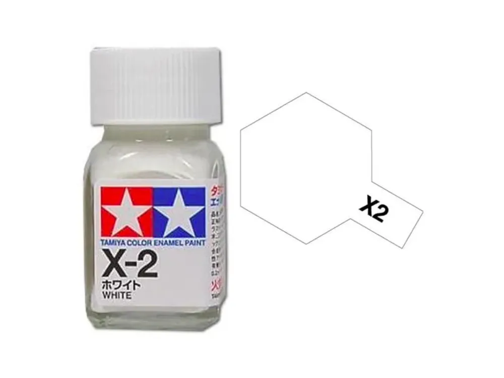 Skleněná lahvička emailové barvy Tamiya Enamel 80002 X-2 bílá lesklá, 10 ml