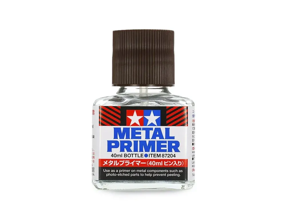 Lahvička základu Tamiya 87204 Metal Primer 40 ml na kovové a fotoleptané díly