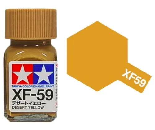 Skleněná lahvička emailové barvy Tamiya XF-59 Desert Yellow 10 ml, pouštní žlutá matná