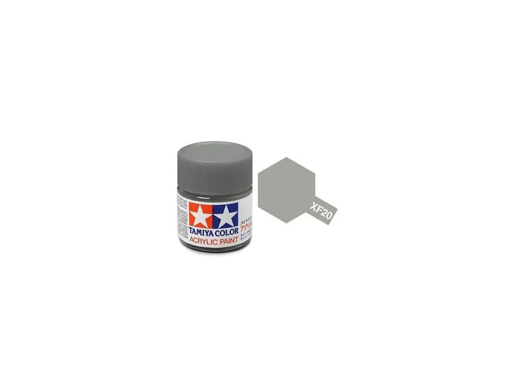 Skleněná lahvička akrylové barvy Tamiya 81720 Acrylic Mini XF-20 Medium Grey 10 ml